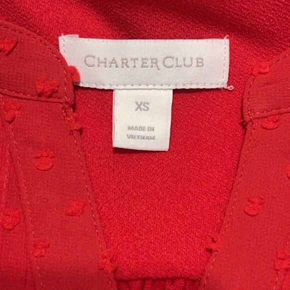 Charter Club Sleeveless Button Blouse Barn Red XS - Picture 9 of 13